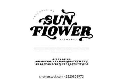 Sunflower typography beauty fashion elegant minimalist serif italic fonts decorative wedding vintage retro logos. Minimal luxury font alphabet logo. Vector illustration