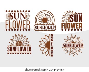 Sunflower Typography Printable Vector Illustration