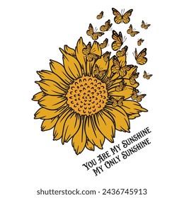  Sunflower Typography Vector T-shirt Design