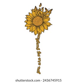  Sunflower Typography Vector T-shirt Design