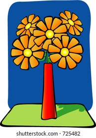 Sunflower and vase illustration