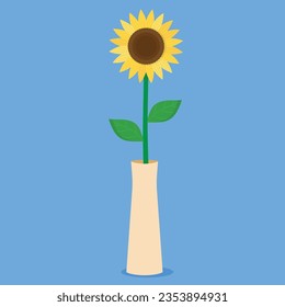 sunflower in vase, vector illustration