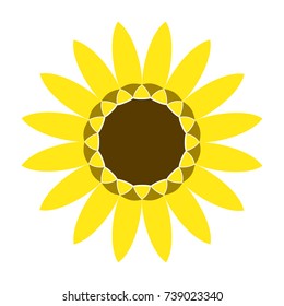 Sunflower vector abstract illustration, gardening logo symbol, icon flat style design