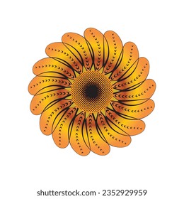 sunflower vector art illustration  decorative  graphic golden color, a flower with a yellow center and black dots