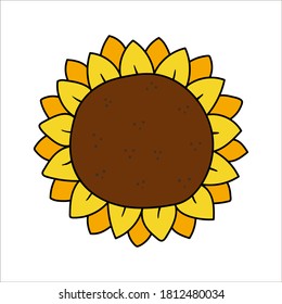 Sunflower vector cartoon icon for  design. Sunflower isolated on white background.