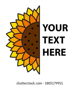 Sunflower vector cartoon icon for print design. Vector illustration flower on white background. Isolated cartoon icon sunflower