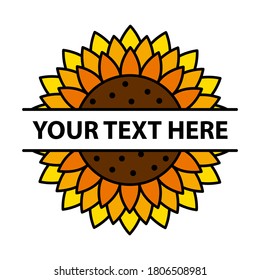 Sunflower vector cartoon icon for print design. Vector illustration flower on white background. Isolated cartoon icon sunflower