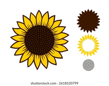 Sunflower vector cut template. Flower silhouette. Summer illustration. Isolated on white background. For card, printing on t-shirt, mug, sublimation.