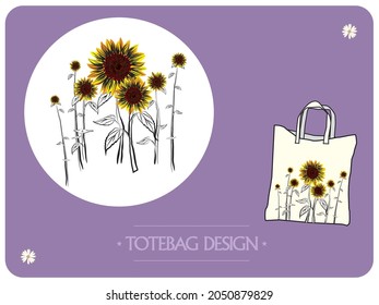 Sonnenblumen, Vektordesign mit schwarzen Farbblättern. Sonnenblume, Vektorvorlage.