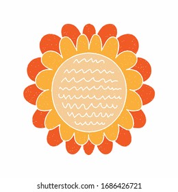 sunflower vector design. digital hand drawn style. grain texture