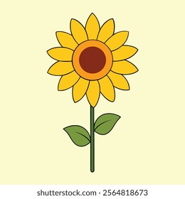 Sunflower Vector Design on cream color background