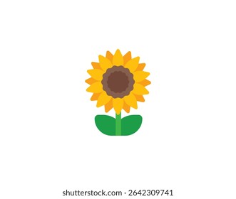 Sunflower vector emoticon. Sunflower emoji illustration. Color sunflower icon