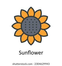Sunflower vector  Fill  outline Icon Design illustration. Agriculture  Symbol on White background EPS 10 File