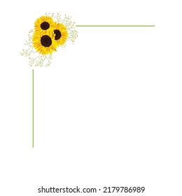 sunflower, vector floral wreath frame