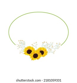 girasol, marco vectorial floral