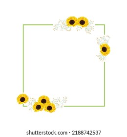 girasol, marco vectorial floral