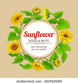 sunflower vector frame on color background
