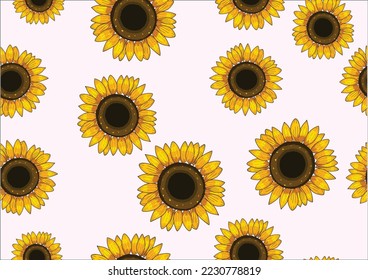 sunflower vector hand drawn vector seamless repeating pattern 