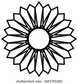 Sunflower vector hand drawn symmetrical geometric