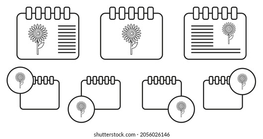 Sunflower vector icon in calender set illustration for ui and ux, website or mobile application