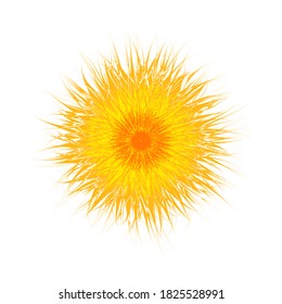 Sunflower vector icon. Dahlia - vector macro image. Sunflower bud - artistic logo design. Flower mandala isolated on white.