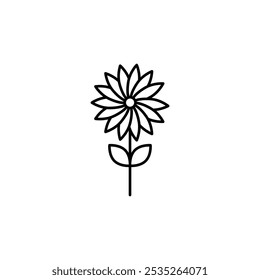 Sunflower vector icon. Editable black stroke.