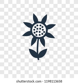 Sunflower vector icon isolated on transparent background, Sunflower transparency logo concept