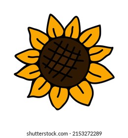 Sunflower vector icon isolated on a white background.