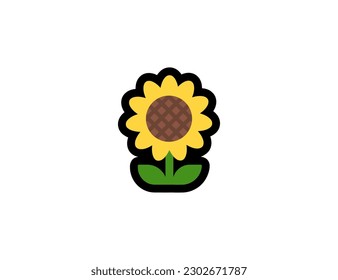Sunflower vector icon on a white background. Sunflower emoji illustration. Isolated sunflower vector emoticon