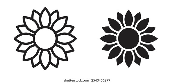 Icono de Vector de girasol en negro.