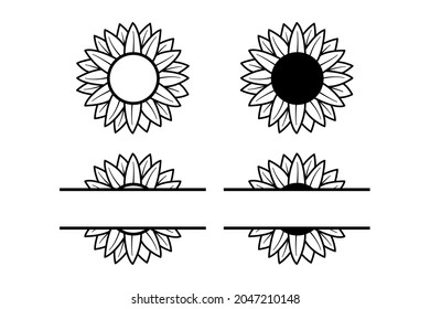 Conjunto de iconos del vector girasol. colección de signos de ilustraciones de flores. Símbolo de belleza.
