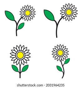 
sunflower vector icon set white background illustration