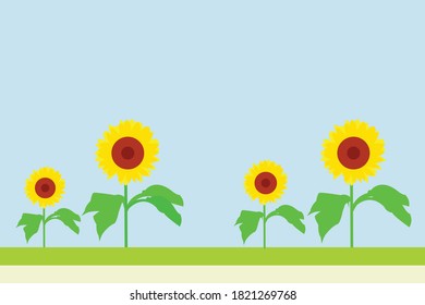 Sonnenblume-Vektorgrafik mit blauem Himmel