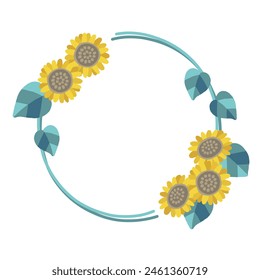 Sunflower vector illustration circular frame
