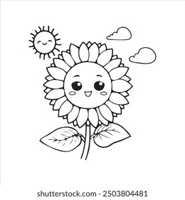 Sonnenblumen Vektorgrafik Färbung Buch