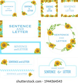 Sunflower vector illustration frame set