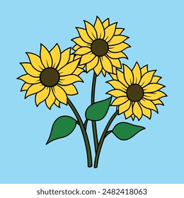 Icono de Vector de girasol Ilustración vectorial girasol