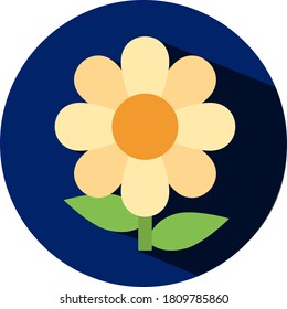 Sunflower vector illustration. Sunflower vector icon. Isolated on blue background.