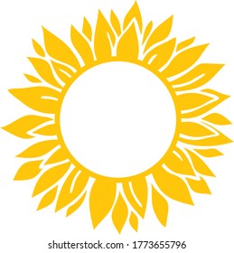 Sunflower vector illustration. Round icon in yellow
