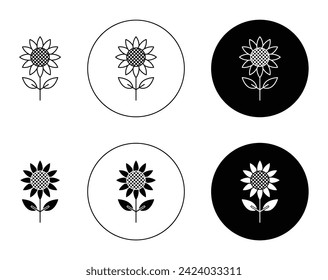 Sonnenblumen-Vektorgrafik-Set. Blumensommerliches Kunstzeichen, geeignet für Apps und Webseiten UI-Design.