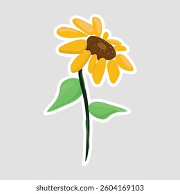 Sunflower Vector Illustration Sticker. Bright and cheerful sunflower vector illustration sticker. Perfect for nature, floral, and botanical-themed designs