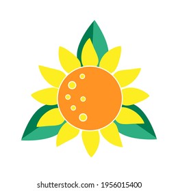 Sunflower vector illustration. Summer flower yellow color. Icon