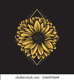 Sunflower vector illustration for t-shirt or wallpaper