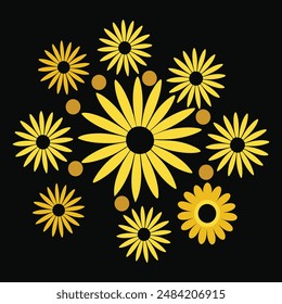 A sunflower vector illustration typically features a stylized depiction of a sunflower, characterized by its large, circular center filled with seeds and surrounded by bright, elongated petals.