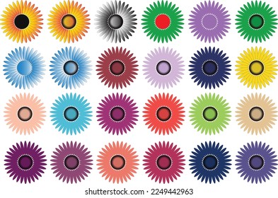 Sunflower  vector illustration  verity colors and gradient   multiple color and white background  sunflower color combo pack  illustration  sunflower vector 