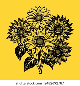 Sunflower vector illustration Yellow sunflower vector icon