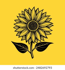 Sunflower vector illustration Yellow sunflower vector icon