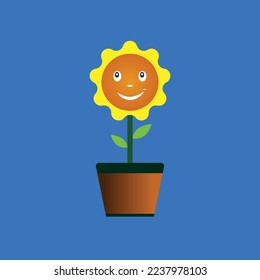 Sunflower vector illustrator nature in the light blue
