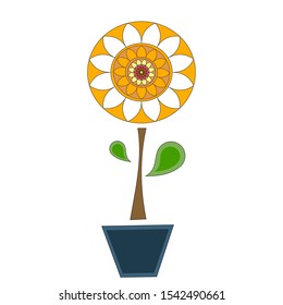 Sunflower vector isolated on white background, Artistic style.
