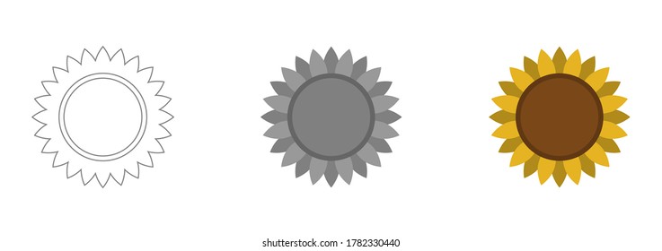 Sunflower vector isolated on white background. Yellow sun flower. Sunflower with orange petal illustration